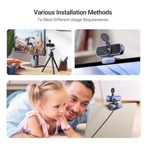 UGREEN FineCam Lite 2K Webcam with Auto Focus for PC | Dual Noise Cancelling Mics, Privacy Cover, Computer USB Camera for Streaming, Conferencing, Calling, Zoom, Skype, Teams