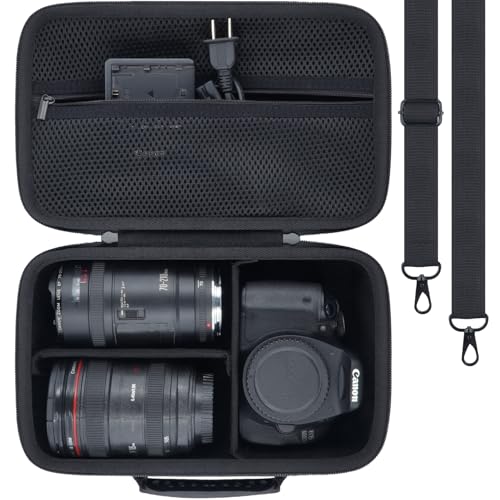 khanka Camera Case for Canon EOS Rebel R6V/T7/T100/T6/R50/R100/R5/R7/R8/R6 Mark II/SL3 DSLR Camera,Travel Protective Carrying Case for Canon EOS Rebel Camera and 18-55mm/18-45mm Lens(Case Only) - color: Black