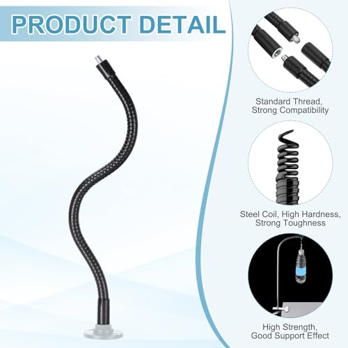 PATIKIL 9" Gooseneck, 1/4" Male to 1/4" Male Thread Metal Universal Hose Flexible Arm Gooseneck Tube Extension Holder for Action Camera Phone Microphone, Black - size: 9"