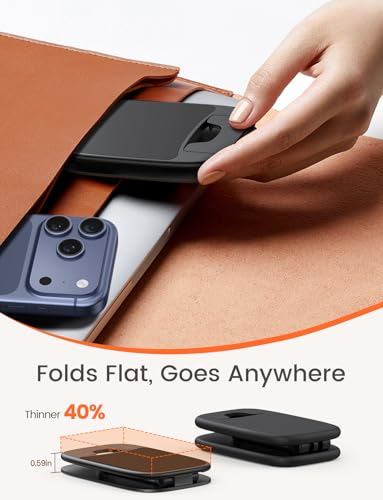 Lamicall Ultra-Thin Foldable Cell Phone Stand for Desk | 0.59" Slim Fold, Height & Angle Adjustable, Sturdy Metal Base, Thick Case Friendly for iPhone 17/16/15/14 Pro Max, Galaxy S26 - color: A-Black