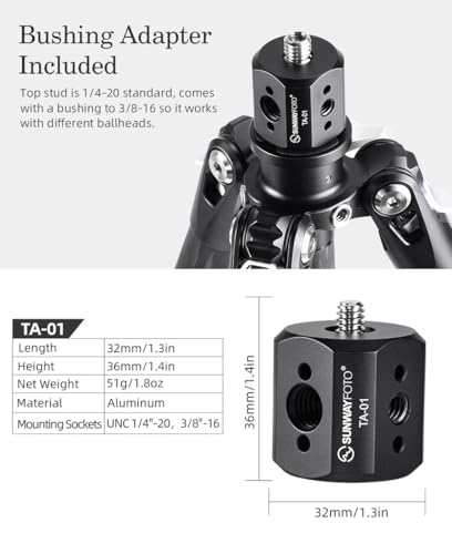 Sunwayfoto TA-01 Tripod Multiple Socket Adapter/Convertor Accessory