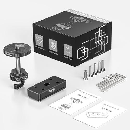EVUMO Ball Head Conversion Kit for BOG DeathGrip Tripod, 6061-T6 Aluminum Ball Head Converter Adapter and Arca Swiss Saddle Mount Plate Complete Kit Combo for BOG Shooting Tripod - color: Black