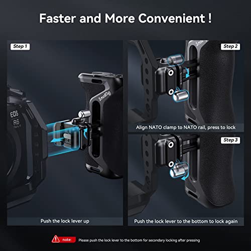SmallRig Snap-On NATO Side Handle, Quick Lock Design, Up/Down Adjustable, Built-in Cold Shoe Mount, 1/4''-20 Thread Hole, Wrist Strap Hole - 4017 - style: Snap-On NATO Side Handle