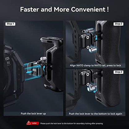 SmallRig Snap-On NATO Side Handle, Quick Lock Design, Up/Down Adjustable, Built-in Cold Shoe Mount, 1/4''-20 Thread Hole, Wrist Strap Hole - 4017 - style: Snap-On NATO Side Handle