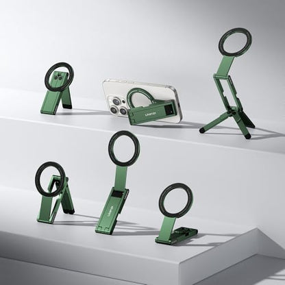 ULANZI MA60 Magnetic Phone Tripod Stand for iPhone - Aluminium Smartphone Mini Tripod Pocket Cell Phone Stand Strong Magnet Quick Mount Compatible with iPhone 16 15 14 13 13 Series, Green - color: Green