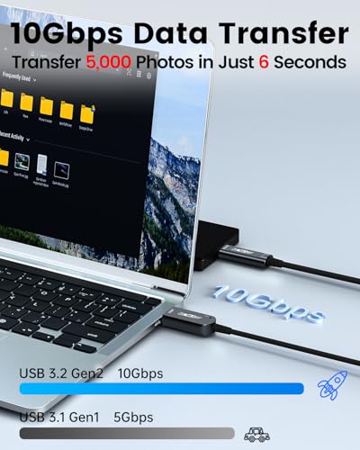 GeoHN.G USB A to USB C Fiber Optic Cable 20M/65FT, USB 3.2 10Gbps Long Distance Data Transfer USB C Extension Cable for VR, Camera, Mini PC, Laptop, Webcam, Printer and More - style: 20M-Black