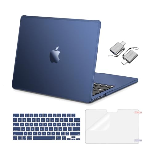 MOSISO Compatible with MacBook Air 13 inch Case M5 M4 M3 M2 2026-2022 A3449 A3240 A3113 A2681,Protective Hard Case&Keyboard Skin&Screen Film&Type C with TPU Bumper for MacBook Air 13.6, Midnight Clear - color: Midnight Clear