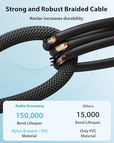 AA AUDIO ACCESSORY XLR Male to 1/4 Cable with XLR Female to Female Adapter Bundle, Rean Connectors from Neutrik, Kevlar-Reinforced Nylon Braided TRS Cable, Balanced Quarter Inch Cord, 6ft, OFC - size: 6ft, style: XLR Male to 1/4 & XLR Adapter