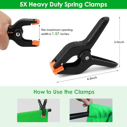 Green Screen Backdrop Kit, 6.5 x 10 Ft Portable Greenscreen Background with Stand, 5 Clamps & Carrying Bag for Photography, Streaming, Zoom, Gaming, YouTube - color: 119× 78IN Green