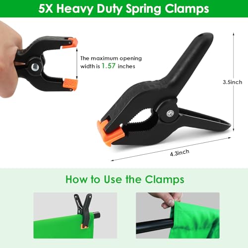 Green Screen Backdrop Kit, 6.5 x 10 Ft Portable Greenscreen Background with Stand, 5 Clamps & Carrying Bag for Photography, Streaming, Zoom, Gaming, YouTube - color: 119× 78IN Green