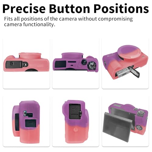 G7X Mark III Case, Soft Silicone Protective Case Cover for Canon Powershot G7X Mark III Digital Camera, Durable Camera Body Skin Protector with Removable Lens Cover, Purple Pink - color: Purple Pink