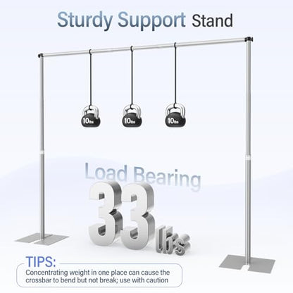 EMART Heavy Duty Backdrop Stand, 10x12Ft Adjustable Pipe and Drape kit with 9.26 LBS Steel Flat Base, Sturdy Metal Diy Photo Background Frame for Parties, Events, Wedding, Photography - Silver - color: Silver, size: 10x12FT