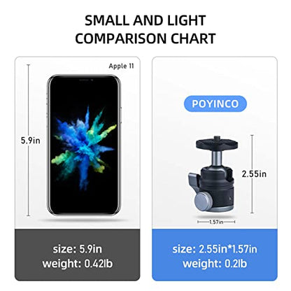 Mini Ball Head with 1/4" Screw 3/8" Thread Mount Adapter 360 Degree Rotatable Aluminum Tripod Head for DSLR, Monopod, Phone, Gopro, Camcorder, Max Load 9.9lbs/4.5kg - size: Lightweight 9.9/lb