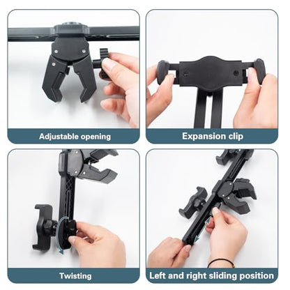 SnowTing Universal Dual Phone Holder with Crab Clamp, 360° Rotation Adjustable Clip Stand Smartphone Tripod Mount Adapter for Vlog Live Streaming Video Recording Selfie - style: Dual Phone Holder