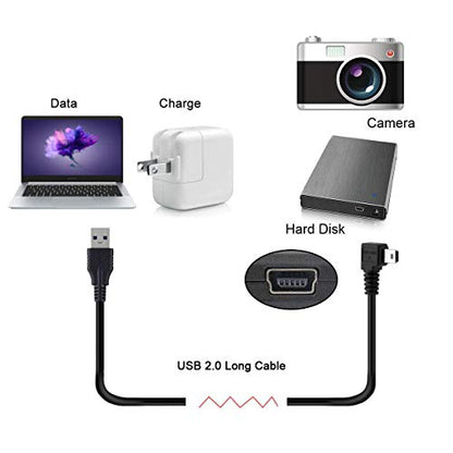 JSER Mini USB2.0 5Pin Type-B Male 90 Degree Right Angle to USB 2.0 Type-A Male Power Data Cable 480Mbps Compatible with Computer Camera Laptop Desktop MP3 MP4 (Right Angle 6ft/1.8m) - size: 1.8m, style: Right Angle