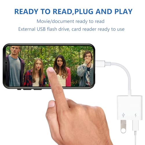 [Apple MFi Certified] Lightning to USB Camera Adapter with Charging Port for iPhone, USB 3.0 Female OTG Cable for iPad to Connect Card Reader USB Flash Drive U Disk Keyboard Mouse Hubs Midi - size: OTG + Charging Port to Lightning