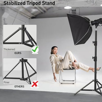 Photography Light Stand, 110"/9.2ft/280cm Portable Reverse Folding Tripod with Travel Bag Aluminum Heavy Duty for Camera,Video,Softboxes,Umbrell,Wedding Outdoor Video Shooting （2 Pack） - color: Black-2 Pack