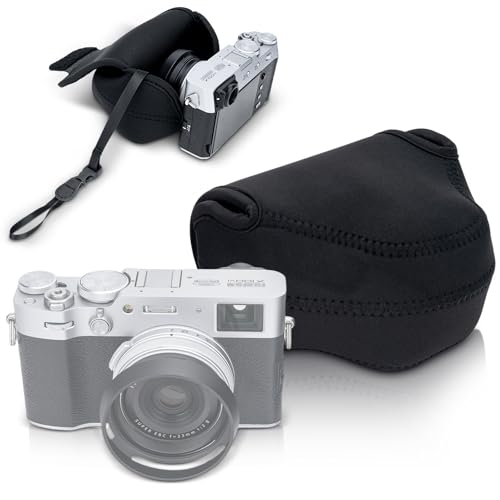 Soft Neoprene Camera Case Pouch Bag for Fuji Fujifilm XE5 X100VI X100S X100T X100F X100V with/without LH-X100 Lens Hood,X100VI Protective Storage with Inner Anti-Loss Lanyard,Not Affect Use Neck Strap - size: for Fujifilm XE5 X100VI X100V & More