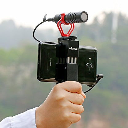 ULANZI ST-02S Aluminum Phone Tripod Mount w Cold Shoe Mount, Support Vertical and Horizontal, Universal Metal Adjustable Clamp for iPhone 12 11 Pro Xs X Max 8 7 Plus Samsung Android Smartphones - color: Black