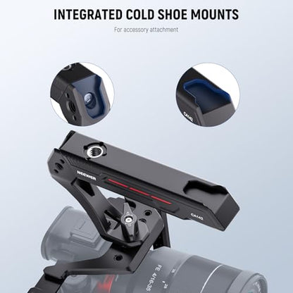 NEEWER BASIC Lightweight Camera Top Handle with 3/8" Locating Pin for ARRI, High Strength Cage Plastic Handle Grip w/ 1/4" 3/8" Screw Holes & Cold Shoe Mounts for Video Light Mic, Max Load 22lb, CA142 - style: CA142
