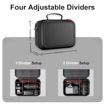 ProCase Hard Shell Digital Camera Case for Canon Rebel T7/EOS R100/R50/DSLR/SLR/Nikon/Sony/Mirrorless, Padded Travel Bag with 1 Shoulder Strap and 3 Adjustable Dividers Fathers Day Gift -Black - color: Black