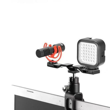 Monitor Camera Holder Mount with Mini Ball Head Heavy Duty 1/4'' Thread Webcam Stand Monitor Top Webcam Mount Clamps for Computer Web Camera Video Conference Live Stream DSLR Mirrorless Camera