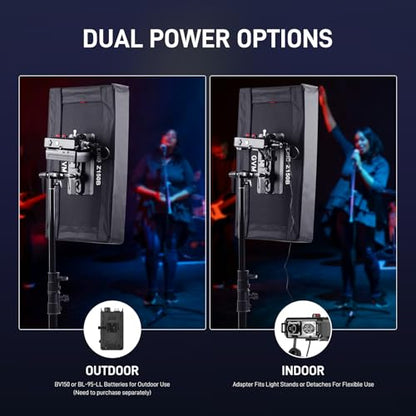 GVM ZipTile Z150B Bi-Color Flexible LED Video Light 2700K~6800K, 15500 lux/m 150W Output Panel Light, 12 Lighting FX with Honeycomb Grid Soft Box, Support App Control for Studio Photography Lighting