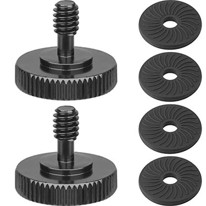 2 Packs Thumb Screw Camera Quick Release Adapter with 4 Packs Rubber Washers,1/4 Male to 1/4 Female Thread Thumbscrew L Bracket Mount Tripod Screw Rubber Pads for Camera Mounting Plate Flash Bracket