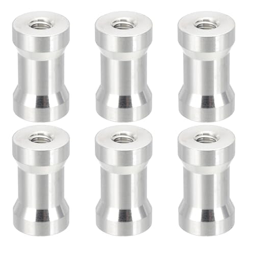 PATIKIL Camera Spigot Screws Converter 1/4" to 1/4" Female to Female, 6 Pack Tripod Screw Adapter Spigot Stud for Light Stand Hot Shoe Cold Shoe Adapter Ball Head Flash, Silver