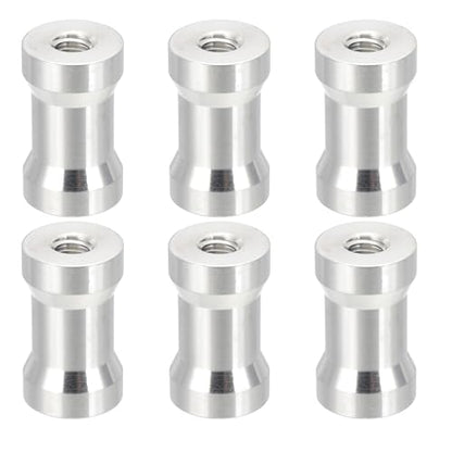 PATIKIL Camera Spigot Screws Converter 1/4" to 1/4" Female to Female, 6 Pack Tripod Screw Adapter Spigot Stud for Light Stand Hot Shoe Cold Shoe Adapter Ball Head Flash, Silver