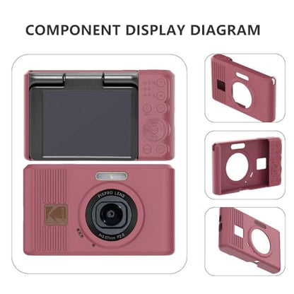 Silicone Case for kodak pixpro C1 Digital Camera with 2PCS Screen Protector and Lanyard - (red) - color: Red