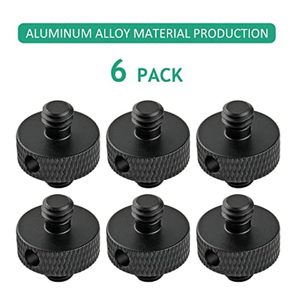 1/4 Male to 1/4 Male Camera Thread Screw Adapter with Hole Threaded for Cage, Tripod, Mic, Light Stand, DSLR Shoulder Mount, 6 Pcs (Black) - color: 1/4-1/4 Male Hole