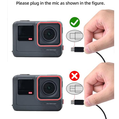 Lavalier Microphone Compatible for Insta360 Ace Pro/360 Ace, Noise Cancelling Microphone Type C Microphone Cable 1.5 m