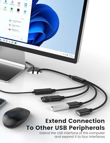 4 Way USB Splitter, 6.6FT USB Extension Cable, A Male to 4 Female Extension Cord for TV/PC/Laptop/MacBook/Keyboard/ PS4/ PS5/ Flash Drive/Laptop/LED Etc. - style: 6.6FT/2M