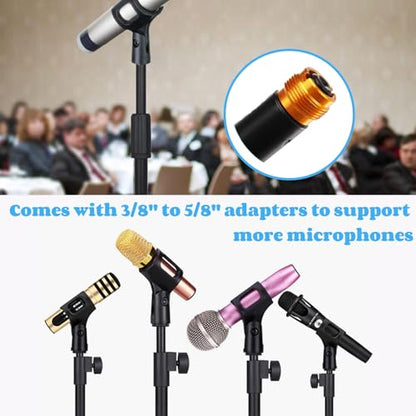 YOUEON 2 Pcs Microphone Stand Desktop, Adjustable Table Mic Stand with Mic Clip and 5/8" Male to 3/8" Female Screw Adapter, Heavy Base, Compatible with Most Mics (Pack of 2) - size: style 1 (Pack of 2)