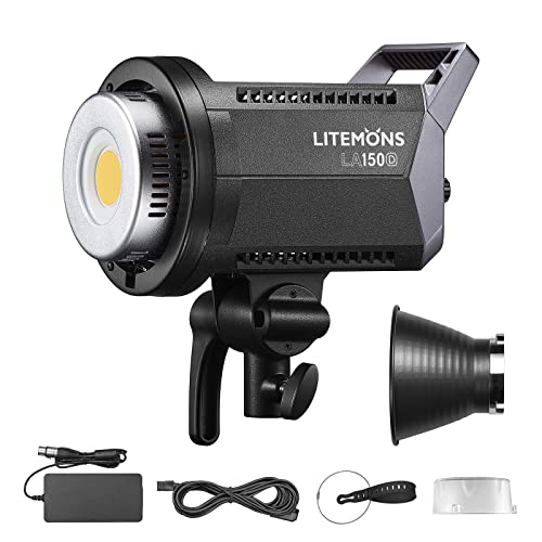 Godox Litemons LA150D 190W Daylight LED Video Light, 84,800Lux@1M (5600K), CRI 96+, TLCI 97+, Bowens Mount, 8 FX Effects, App Control, Compact Studio Bright LED Light for Video&Photography