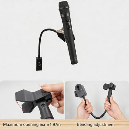 Microphone Stand Gooseneck11.8”/30cmMic Stand Desk With Adjustable Mic Clip & Super Crab Clamp,Heavy-Duty Desk Mount, for Podcasting, Streaming, Podium & Public Speaking.Flexible Gooseneck Mic Mount