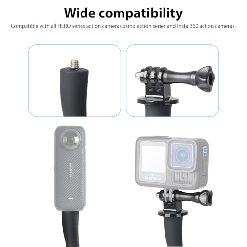 HSU Camera Flexible Mount Clamp Stick Pole for Insta360 GoPro | Neck Holder Selfie Stick Extension Pole, Camera Tripod Stand for GoPro Hero 13 12 11 10, Insta360 X5 X4 X3, DJI Action Camera
