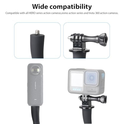 HSU Camera Flexible Mount Clamp Stick Pole for Insta360 GoPro | Neck Holder Selfie Stick Extension Pole, Camera Tripod Stand for GoPro Hero 13 12 11 10, Insta360 X5 X4 X3, DJI Action Camera