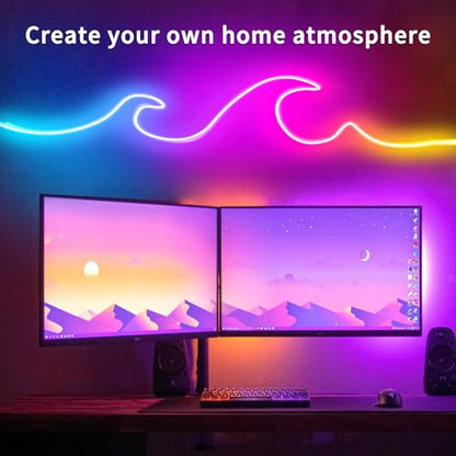 32.8ft LED Neon Lights with Remote and APP Control, IP65 Waterproof Flexible Neon Strip Lights 24V RGB LED Rope Lights for Bedroom,Living Room,DIY Decoration（with Snap &Screws） - size: 32.8FT