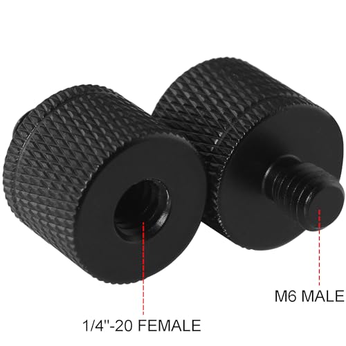 2PCS Gimbal Camera Tripod Conversion Screw 1/4 Female to M6 Male Tripod Mount Thread Adapter Used for Connecting SLR Configurations Monopods Ball Heads Black Color