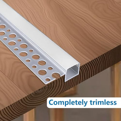 inShareplus Plaster-in LED Profile, 6 Pack 3.3ft/1M LED Aluminium Channel with Milky Diffuser, Trimless Recessed Single-Sided LED Strip Diffuser for Under Cabinet, Wall, Ceiling and Corners of Walls - size: single-edge 6-pack (plaster-in)