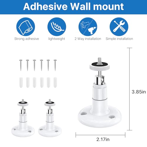No Drill Wall Ceiling Mount for R ING Spotlight Camera Plus/Pro (Battery) and Stick Up Cam/Pro (Battery), 360 Degree Swivel Mounting Bracket for Indoor and Outdoor Home Security - White (2 Pack) - size: Ring Cam Mount