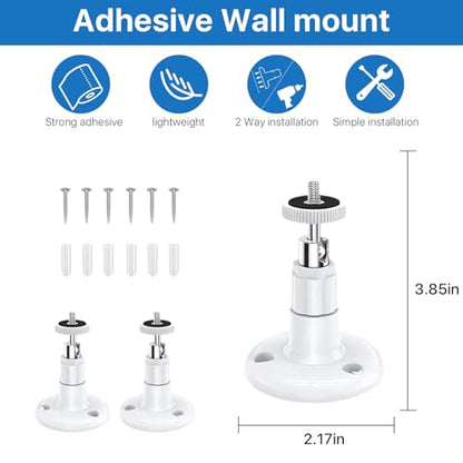 No Drill Wall Ceiling Mount for R ING Spotlight Camera Plus/Pro (Battery) and Stick Up Cam/Pro (Battery), 360 Degree Swivel Mounting Bracket for Indoor and Outdoor Home Security - White (2 Pack) - size: Ring Cam Mount