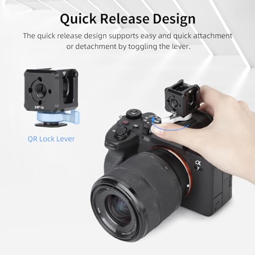 Nitze Triple Cold Shoe Adapter, Quick Release Cold Shoe Mount, with 1/4", 3/8" Locating Holes for ARRI - N45-A1