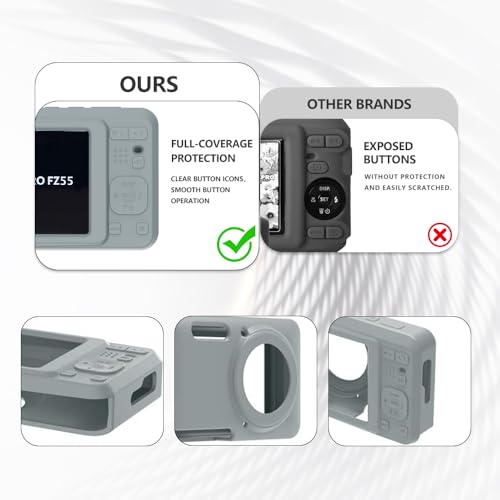Case for Kodak PIXPRO FZ55,FZ55 Accessories,Soft Silicone Protective Case,Comes with 2 Screen Protectors and 1 Wrist Strap - Grey - color: Grey