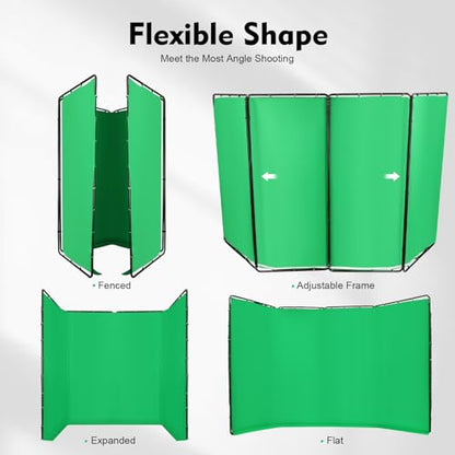 7.87ft x 13.12ft Green Screen Backdrop with Stand, Large Collapsible Green Backdrop w/Stand Foldable Frame for Parties Photography Video Shooting Live Streaming Gaming YouTube Creators (Green) - color: Green