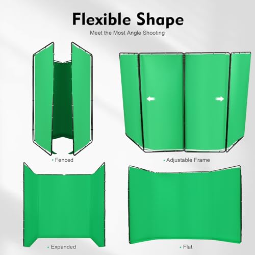 7.87ft x 13.12ft Green Screen Backdrop with Stand, 4-Panel Collapsible Portable Photo Background Screen with Carry Bag for Studio Photography, Live Streaming, Video Shooting, Gaming (Green) - color: Green