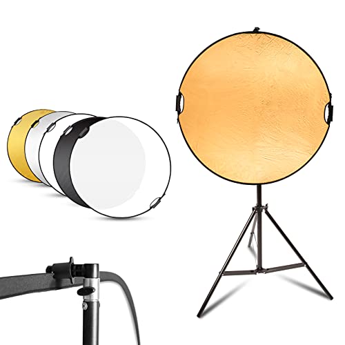 Selens 43" Photography Reflector With 6.5ft Light Stand, Handle, 5-in-1 Reflector and Holder Kit - size: 43in Reflector Stand Kit