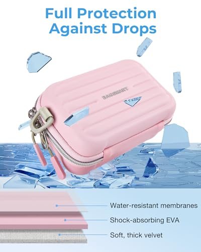 BAGSMART Digital Camera Case, Small Camera Bag with 2 Carrying Ways, Pink | Lightweight Camera Sling Bag for Canon Powershnot ELPH 180/190/Sony DSCW800/DSCW830, Waterproof & Protective - color: Baby Pink